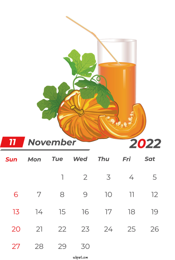 Free Holidays Lemon Grapefruit Juice For November 2022 Calendar Clipart Transparent Background