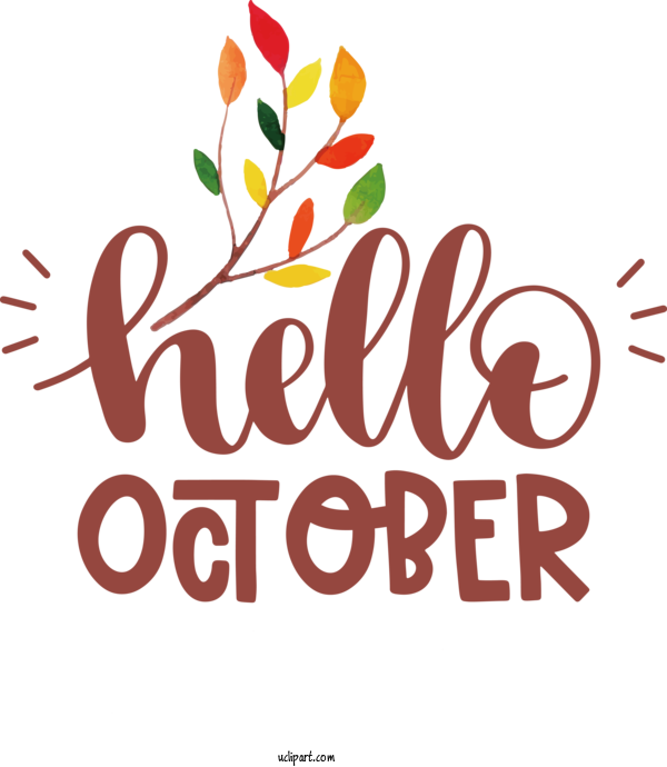 Free Holidays Floral Design Logo Design For Hello October Clipart Transparent Background