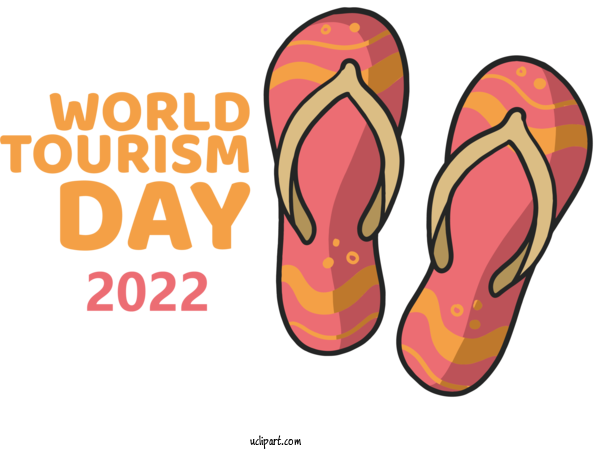 Free Holidays Flip Flops Shoe Design For 2022 World Tourism Day Clipart Transparent Background