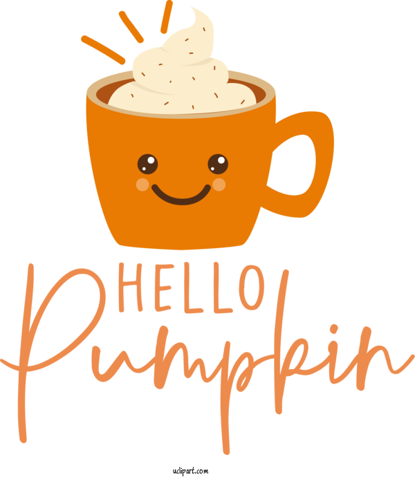 Free Holidays Coffee Coffee Cup Logo For HELLO PUMPKIN Clipart Transparent Background