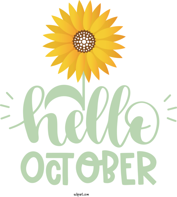 Free Holidays Cut Flowers Daisy Family For Hello October Clipart Transparent Background