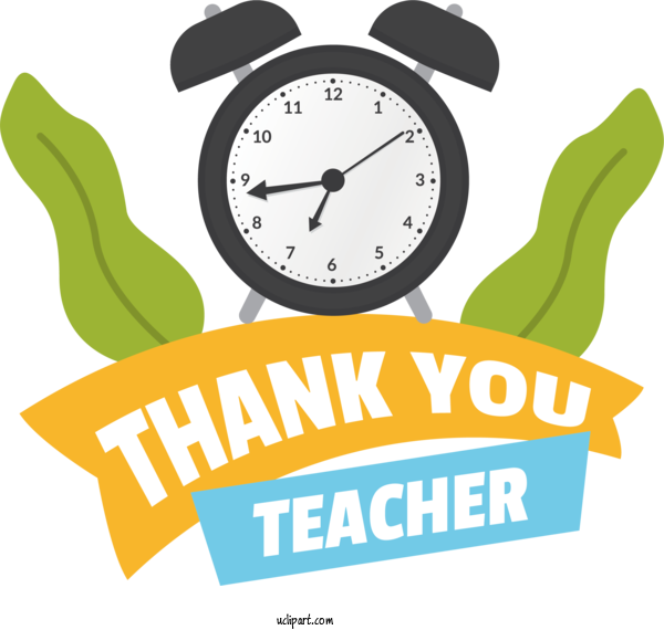 Free Holidays Logo Alarm Clock Design For Thank You Teacher Clipart Transparent Background