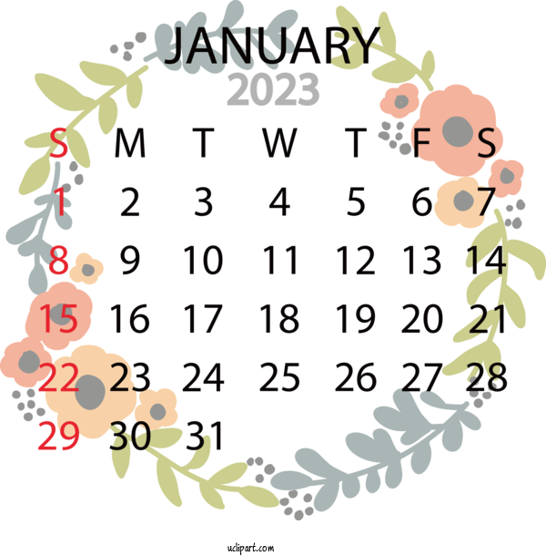Free Holidays Idea Icon Creativity For 2023 January Calendar Clipart Transparent Background