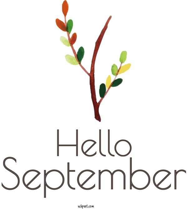 Free Holidays Logo Flower Design For Hello September Clipart Transparent Background