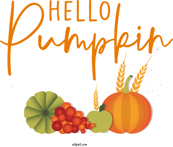 Free Holidays Pumpkin Vegetable Orange For HELLO PUMPKIN Clipart Transparent Background