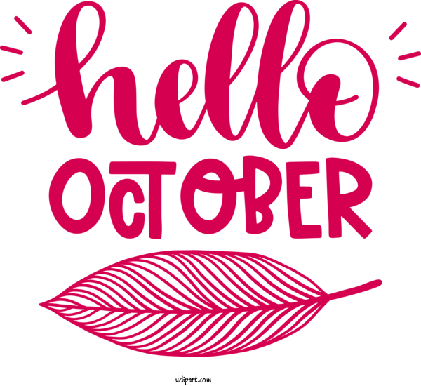 Free Holidays Design Logo Line For Hello October Clipart Transparent Background