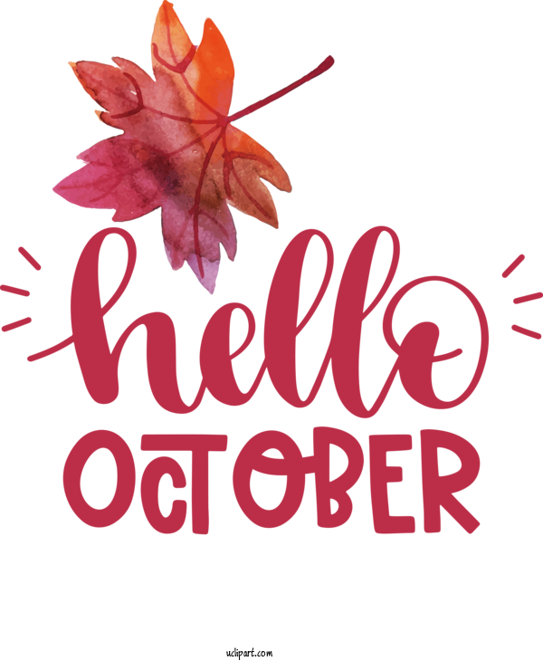Free Holidays Cut Flowers Design Logo For Hello October Clipart Transparent Background