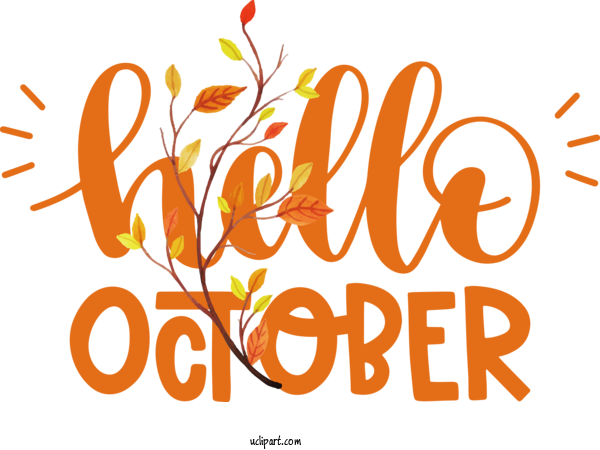 Free Holidays Logo Floral Design Commodity For Hello October Clipart Transparent Background