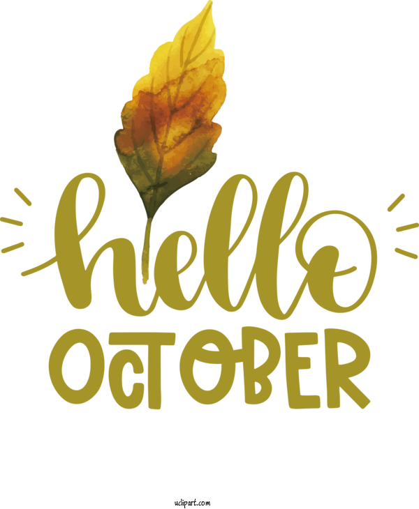Free Holidays Flower Logo Font For Hello October Clipart Transparent Background
