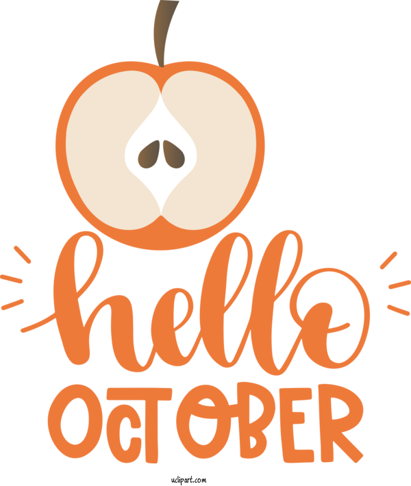 Free Holidays Logo Line Text For Hello October Clipart Transparent Background