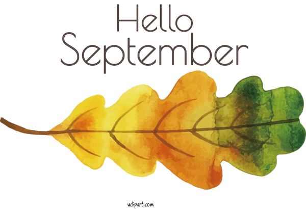 Free Holidays Leaf Font Text For Hello September Clipart Transparent Background