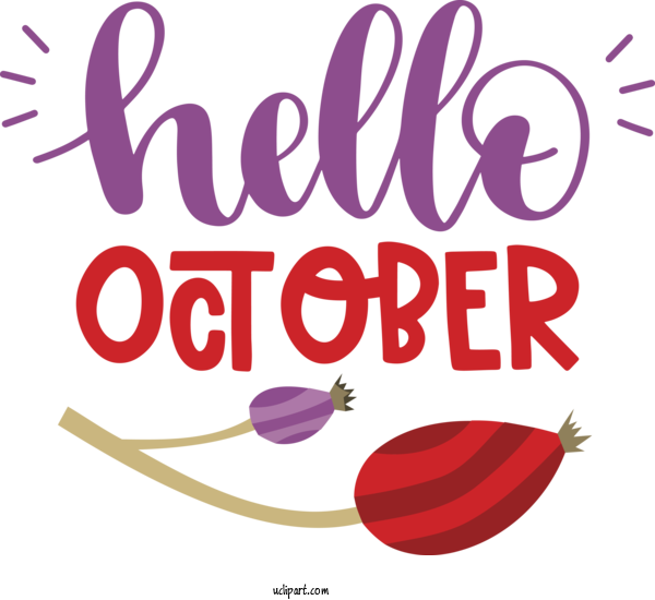 Free Holidays Logo Flower Design For Hello October Clipart Transparent Background