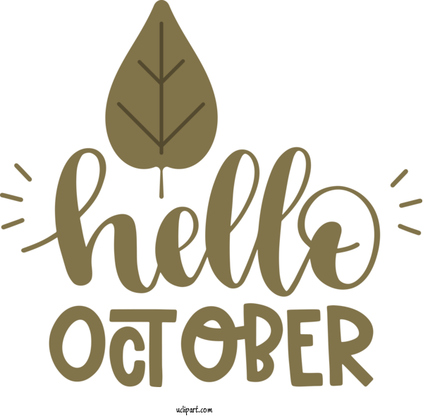 Free Holidays Design Logo Line For Hello October Clipart Transparent Background