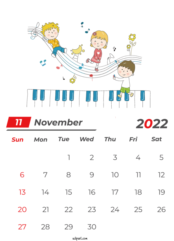 Free Holidays Music Education Music Theory Classical Music For November 2022 Calendar Clipart Transparent Background