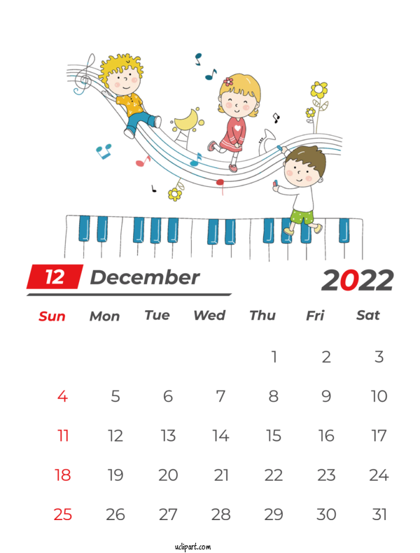 Free Holidays Music Theory Music Education Percussion For December 2022 Calendar Clipart Transparent Background