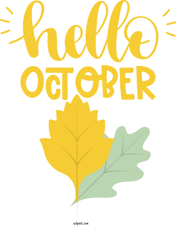 Free Holidays Leaf Tree Yellow For Hello October Clipart Transparent Background