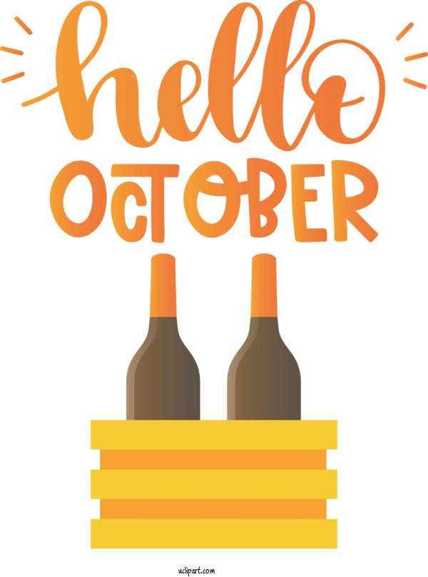 Free Holidays Glass Bottle Bottle Glass For Hello October Clipart Transparent Background