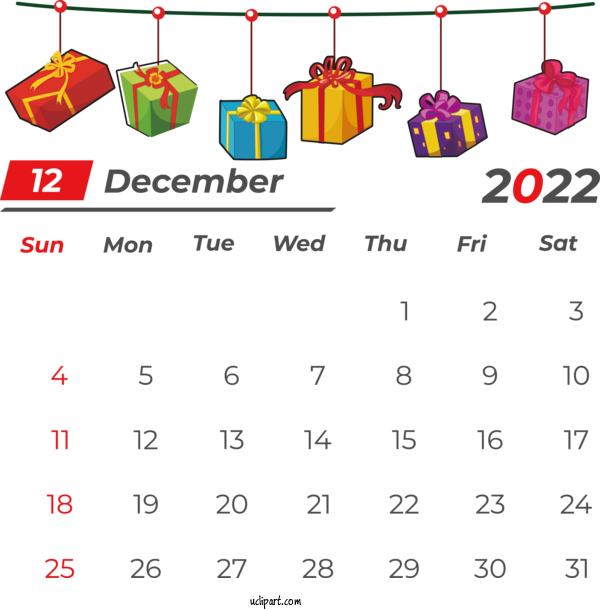 Free Holidays Calendar Design Drawing For December 2022 Calendar Clipart Transparent Background