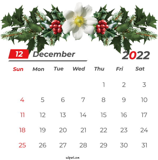 Free Holidays New Year Christmas Bauble For December 2022 Calendar Clipart Transparent Background