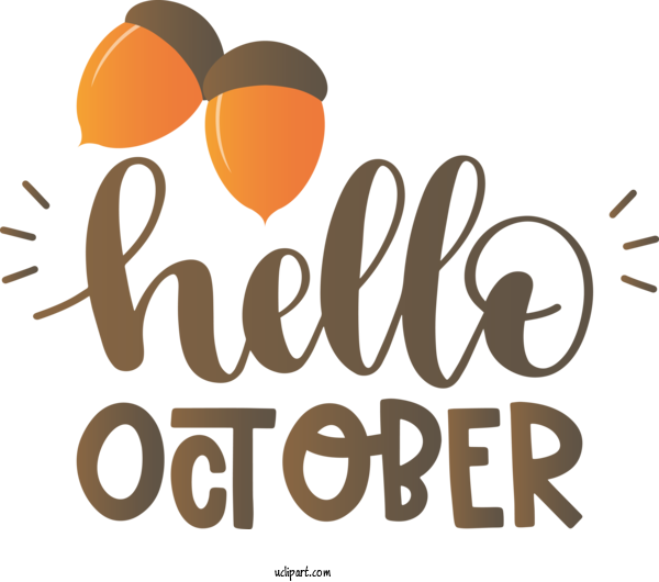 Free Holidays Logo Design Text For Hello October Clipart Transparent Background