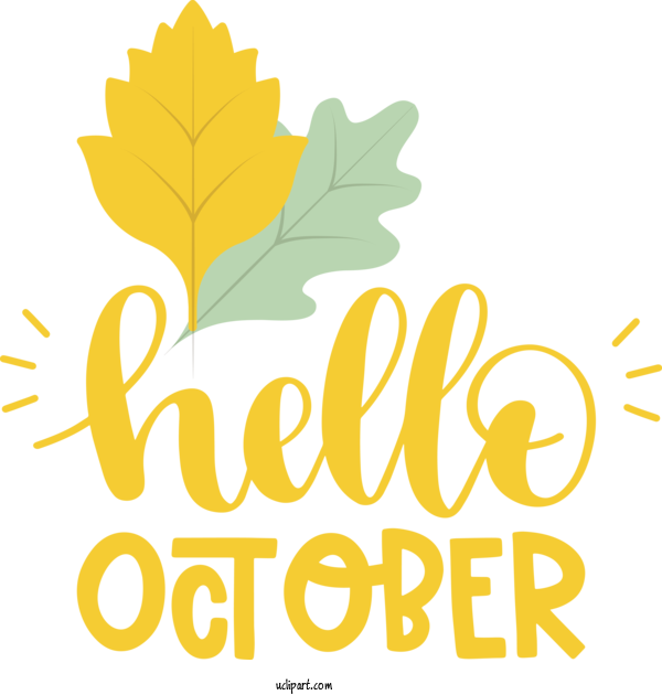Free Holidays Leaf Logo Yellow For Hello October Clipart Transparent Background