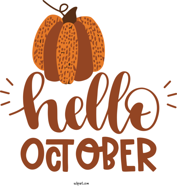 Free Holidays Pumpkin Logo Commodity For Hello October Clipart Transparent Background