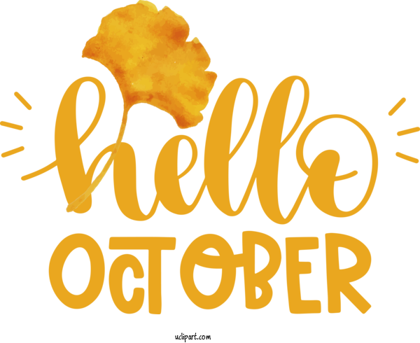 Free Holidays Logo Commodity Yellow For Hello October Clipart Transparent Background