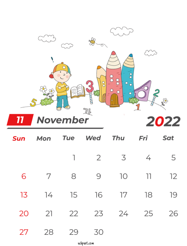 Free Holidays Drawing Cartoon For November 2022 Calendar Clipart Transparent Background