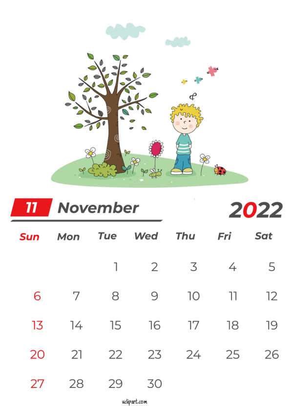 Free Holidays Children's Day Calendar Drawing For November 2022 Calendar Clipart Transparent Background
