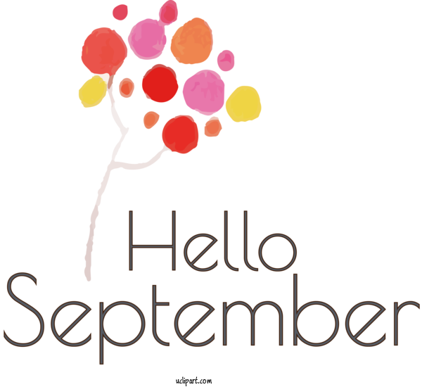 Free Holidays Logo Design Text For Hello September Clipart Transparent Background
