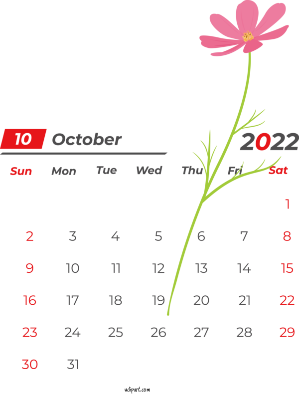 Free Holidays Calendar Clip Art For Fall 2022 For October 2022 Calendar  Clipart Transparent Background