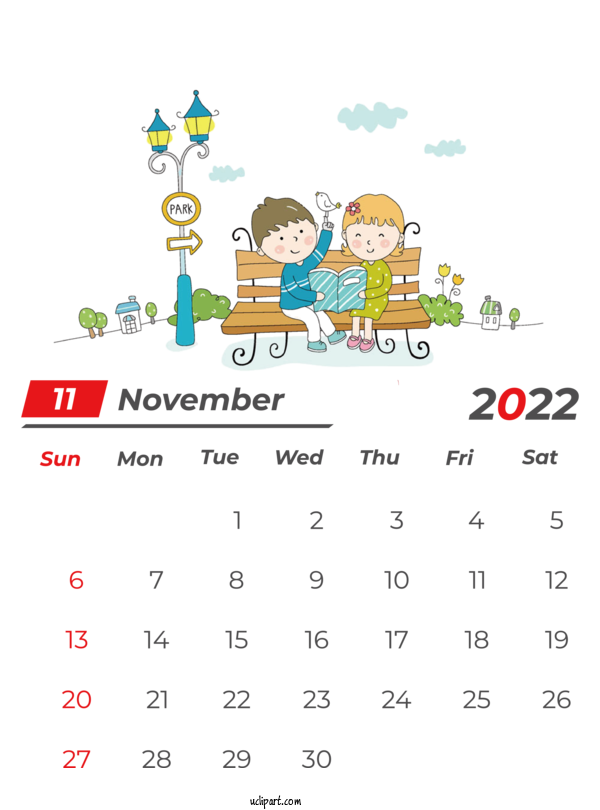 Free Holidays Cartoon Drawing Children's Day For November 2022 Calendar Clipart Transparent Background