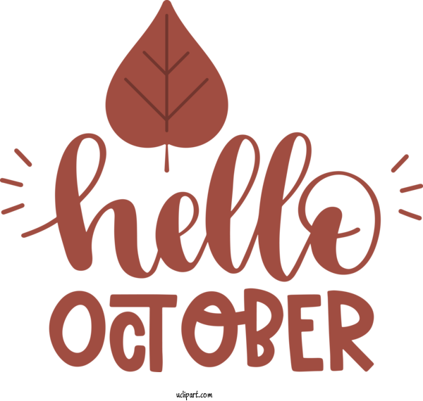 Free Holidays Logo Line Text For Hello October Clipart Transparent Background