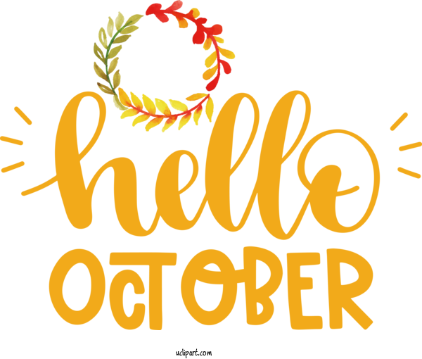 Free Holidays Logo Commodity Yellow For Hello October Clipart Transparent Background