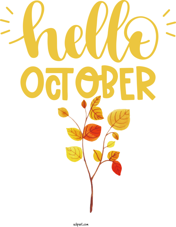 Free Holidays Leaf Floral Design Tree For Hello October Clipart Transparent Background