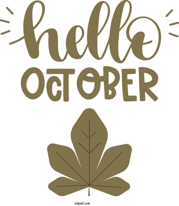 Free Holidays Leaf Flower Tree For Hello October Clipart Transparent Background