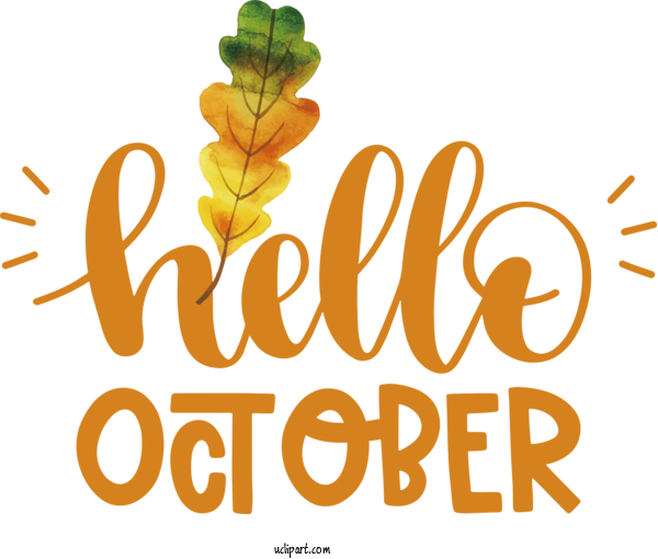Free Holidays Flower Logo Leaf For Hello October Clipart Transparent Background