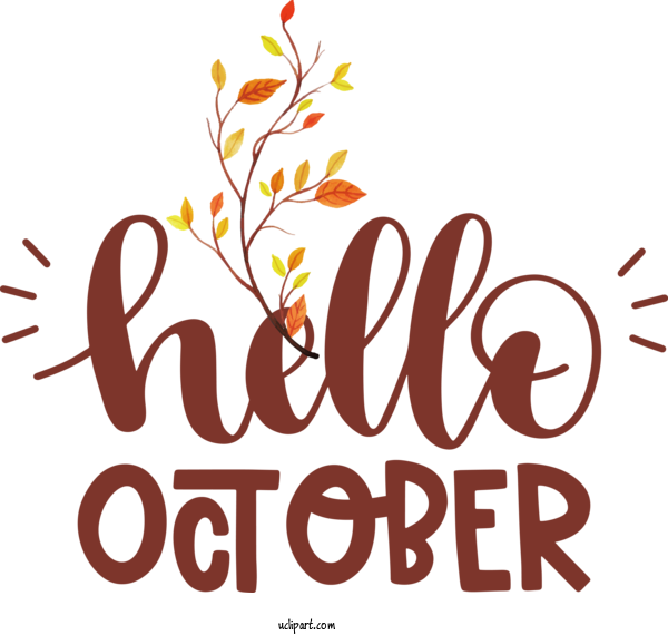 Free Holidays Logo Flower Commodity For Hello October Clipart Transparent Background
