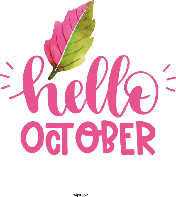 Free Holidays Leaf Cut Flowers Logo For Hello October Clipart Transparent Background