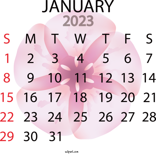 Free Holidays M 095 Line Heart For 2023 January Calendar Clipart Transparent Background