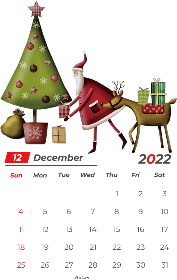 Free Holidays Mrs. Claus Christmas Santa Claus For December 2022 Calendar Clipart Transparent Background