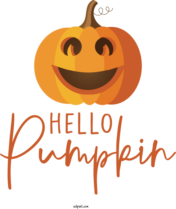 Free Holidays Pumpkin Cartoon Logo For HELLO PUMPKIN Clipart Transparent Background