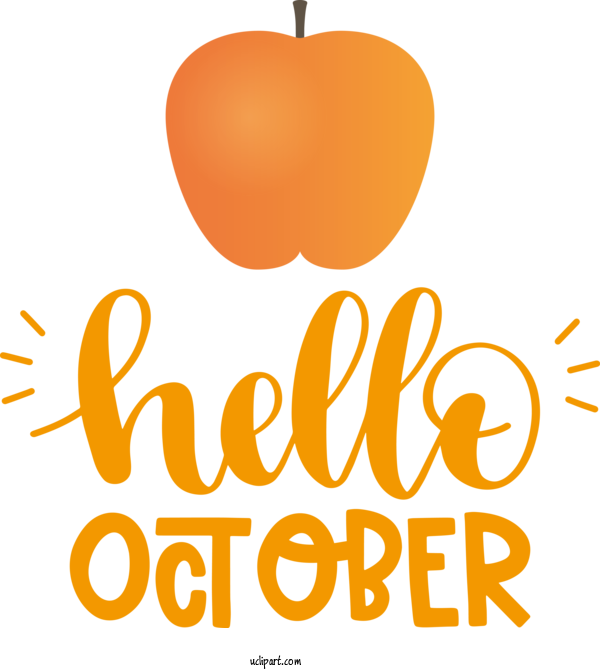 Free Holidays Logo Yellow Line For Hello October Clipart Transparent Background