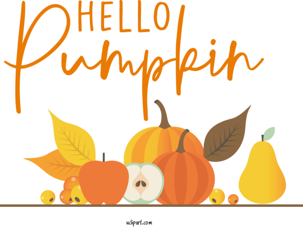 Free Holidays Flower Pumpkin Cartoon For HELLO PUMPKIN Clipart Transparent Background