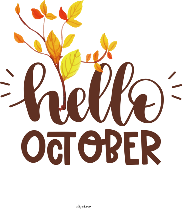Free Holidays Floral Design Logo Commodity For Hello October Clipart Transparent Background