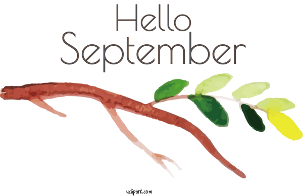Free Holidays Leaf Autumn Drawing For Hello September Clipart Transparent Background