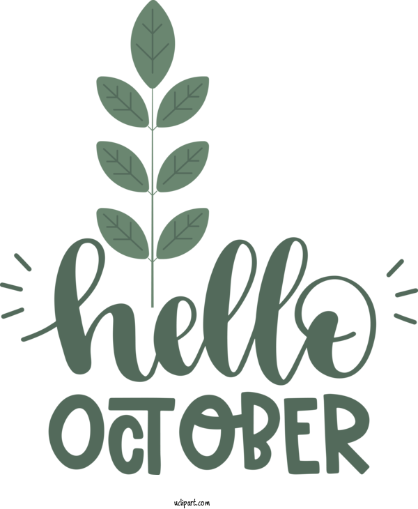 Free Holidays Leaf Logo Font For Hello October Clipart Transparent Background