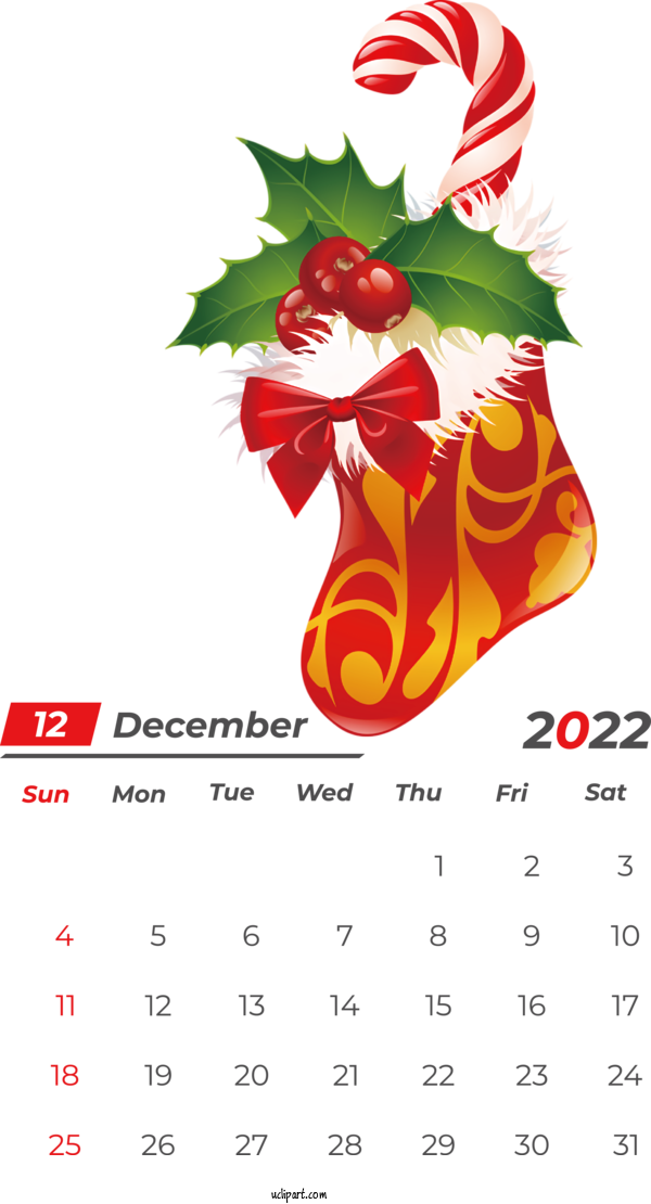 Free Holidays Christmas New Year Bauble For December 2022 Calendar Clipart Transparent Background