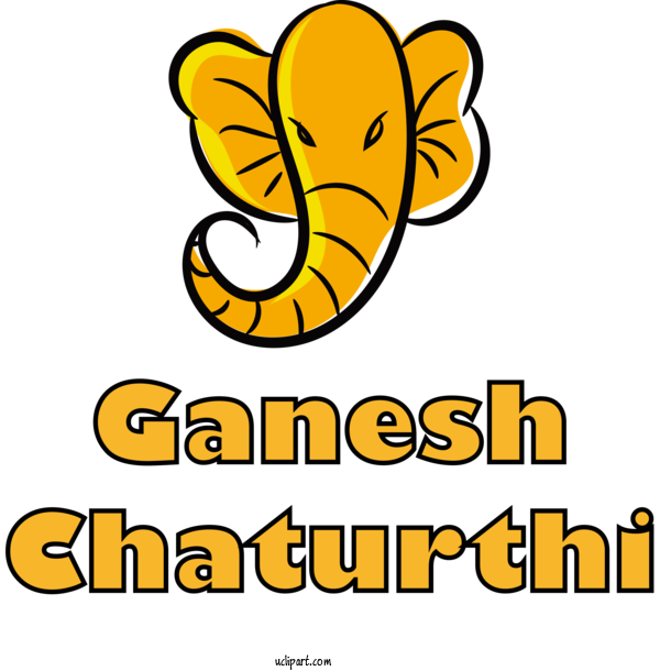 Free Holidays Cartoon Yellow Line For Ganesh Chaturthi Clipart Transparent Background