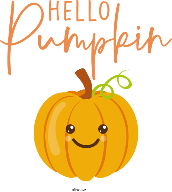 Free Holidays Pumpkin Squash Cartoon For HELLO PUMPKIN Clipart Transparent Background